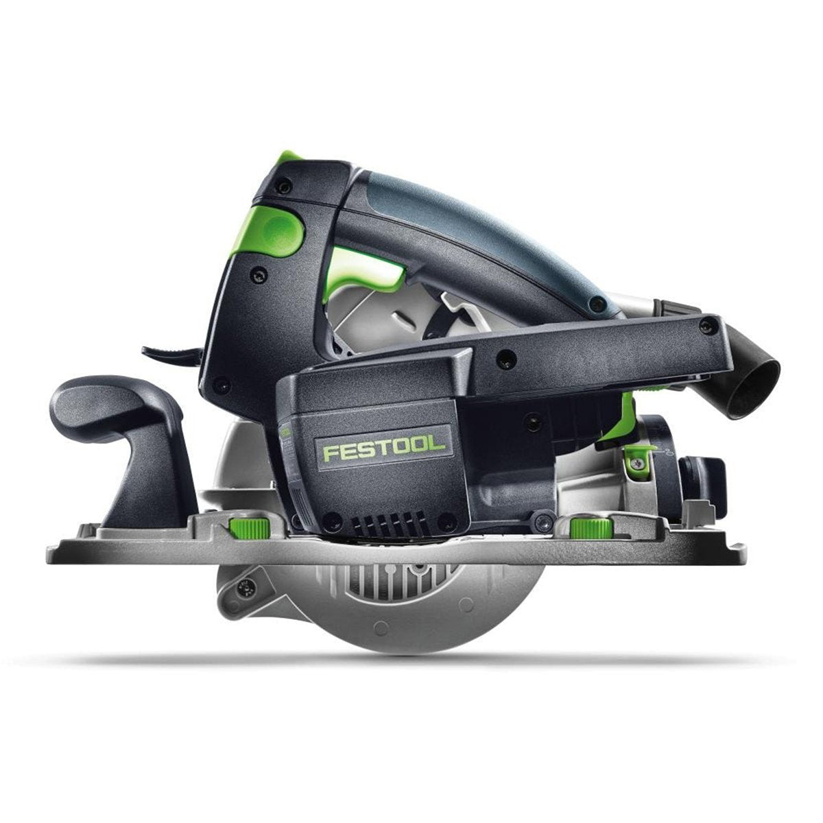 Festool's HKC 55 EBI-F-Set-FSK250 Carpentry Track Saw can be powered by a 15 or 18 volt battery and has ergonomic grips.
