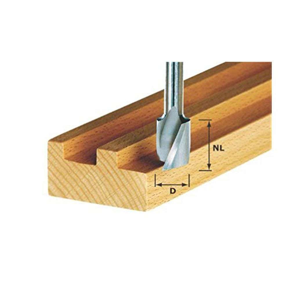 10x30mm carbide up-spiral router bit with sturdy 8mm shank for cutting clean slots or rabbets.