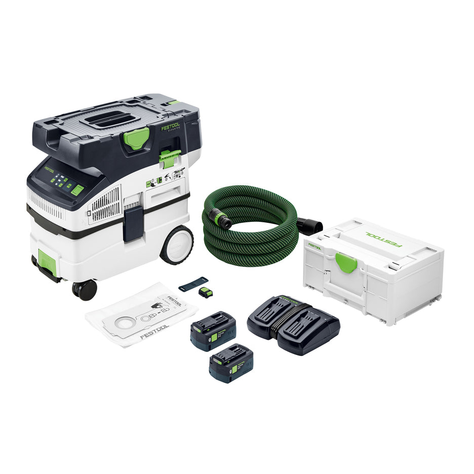Festool CTC MIDI I Dust Extractor Plus includes Selfclean bag, 2x batteries, dual charger, remote, hose, Systainer.