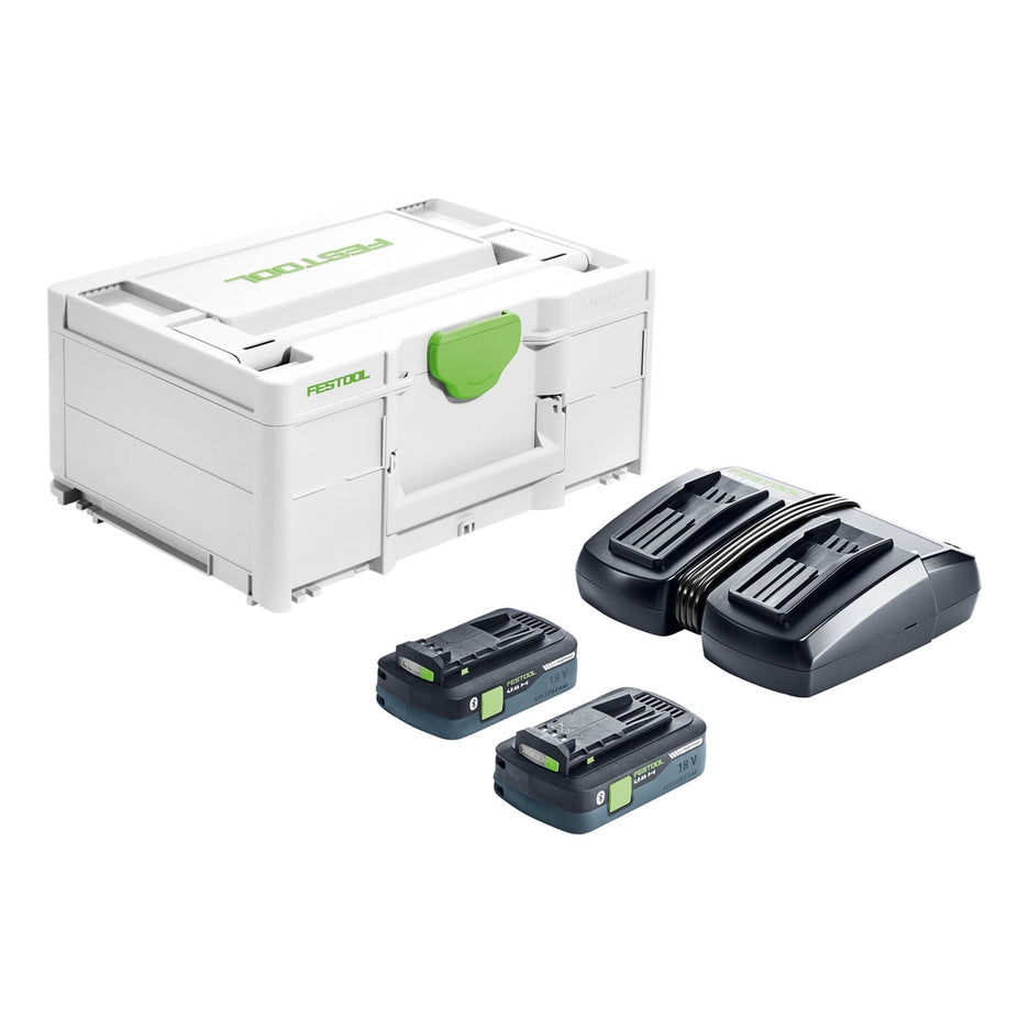 Festool 4.0 Energy Set Duo includes 2x 4.0 Ah HighPower Battery Packs, Duo charger, and Systainer.
