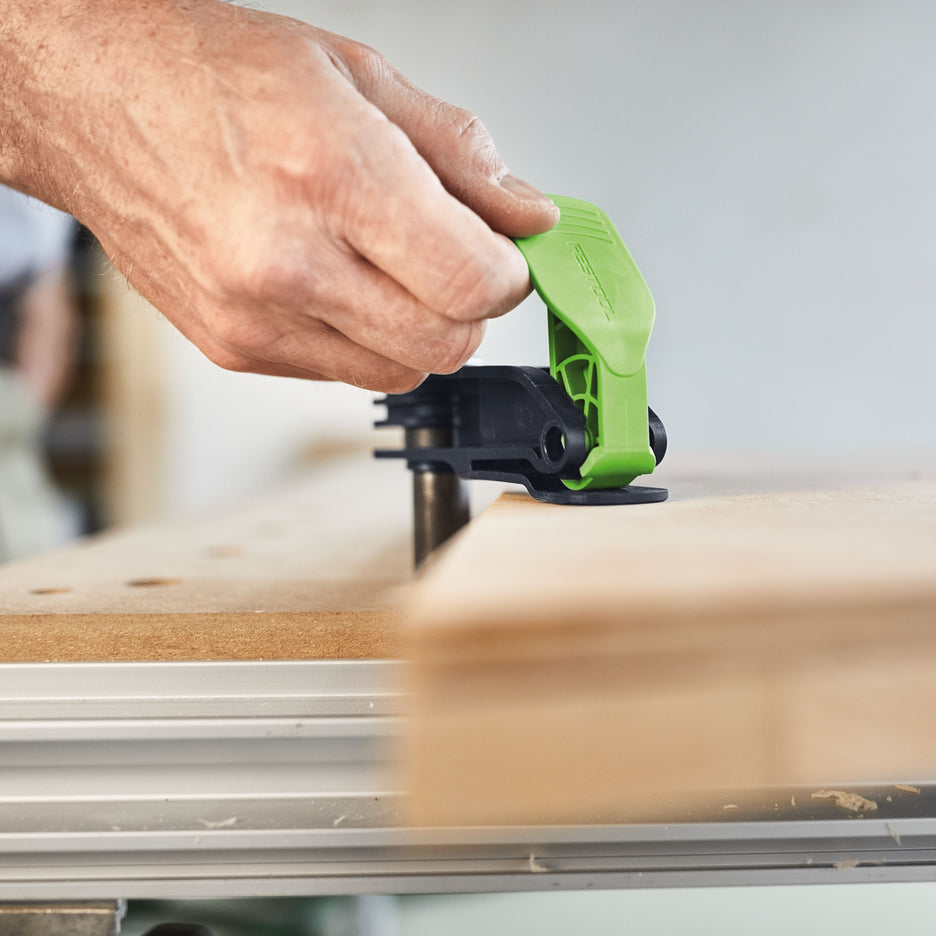 One hand tightens Festool MFT System Compatible Quick Clamp 