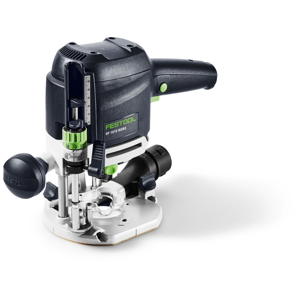 Festool's OF 1010 REQ plunge router is a compact, lightweight router that can be used with one hand. With micro-adjustable depth stop.