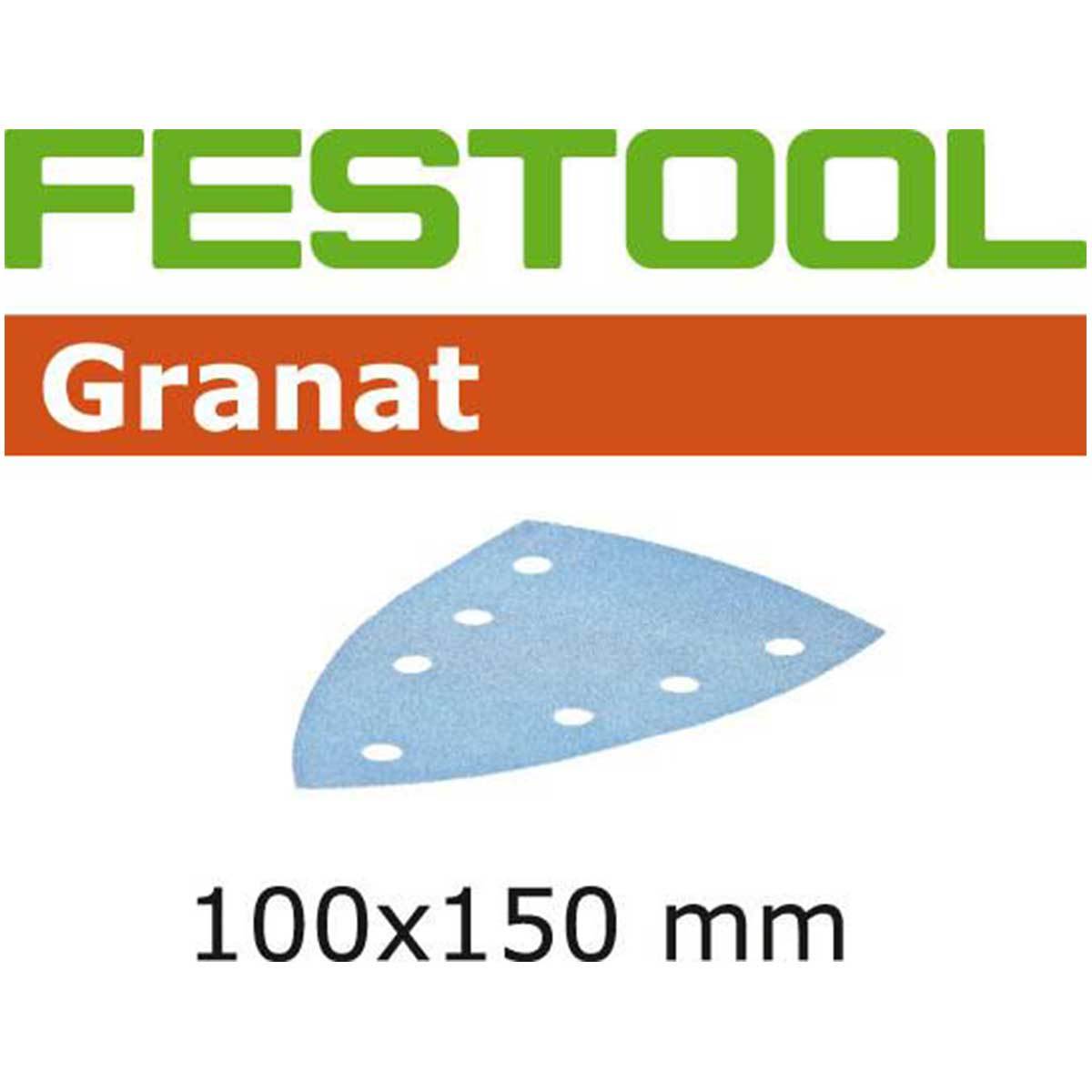 Festool 100x150 millimetre (4x6") Granat StickFix abrasive sheet is an open coat abrasive that resists loading.