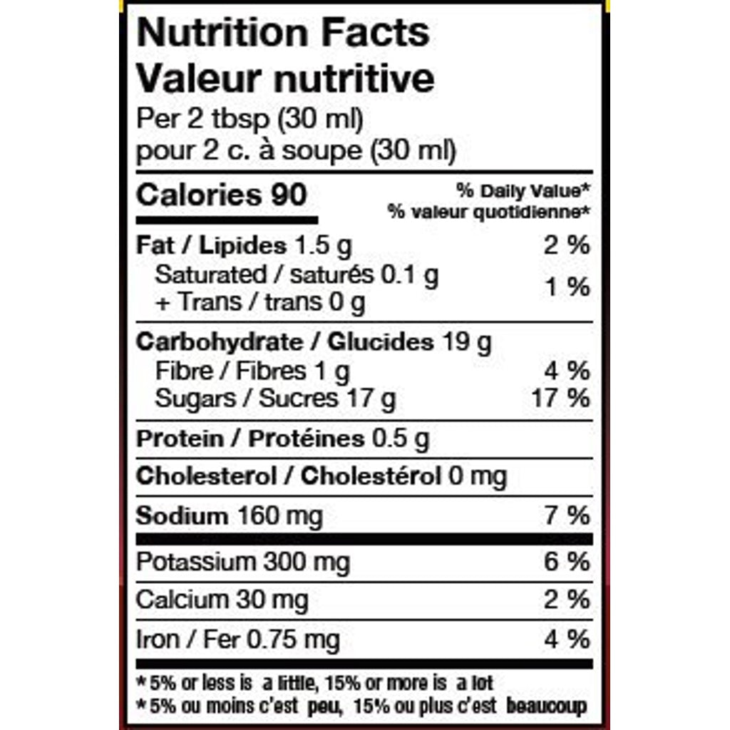 Nutrition facts label for House of Q Apple Butter Barbecue Sauce.