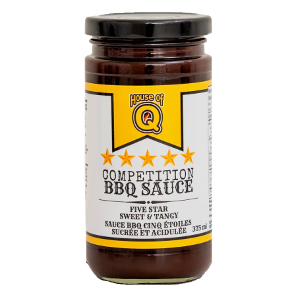 Glass jar of 375ml House of Q Five Star Competition Barbecue Sauce.