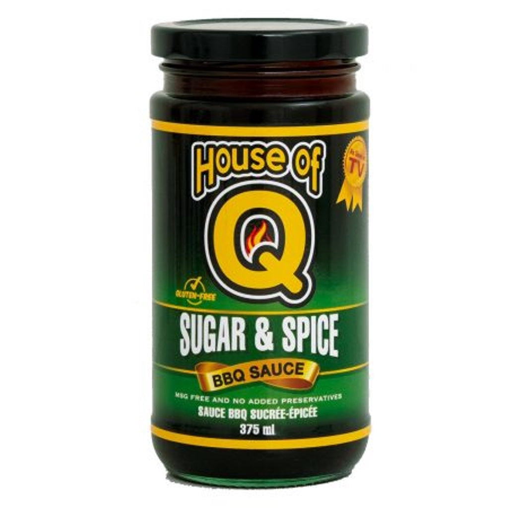 Glass jar of 375ml House of Q Sugar and Spice Barbecue Sauce.