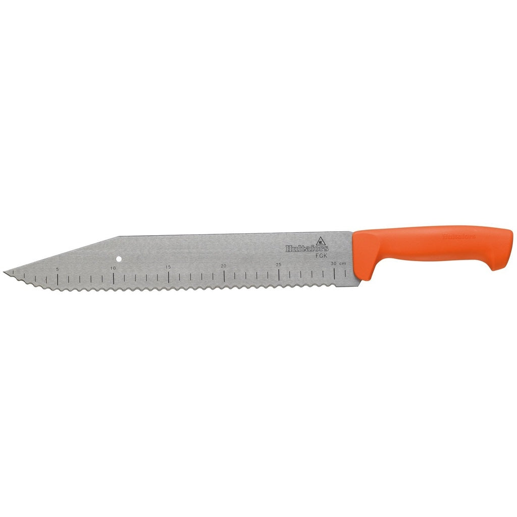 The FGK Insulation Knife has a 316mm long blade with a comfortable handle and graduated serrated blade.