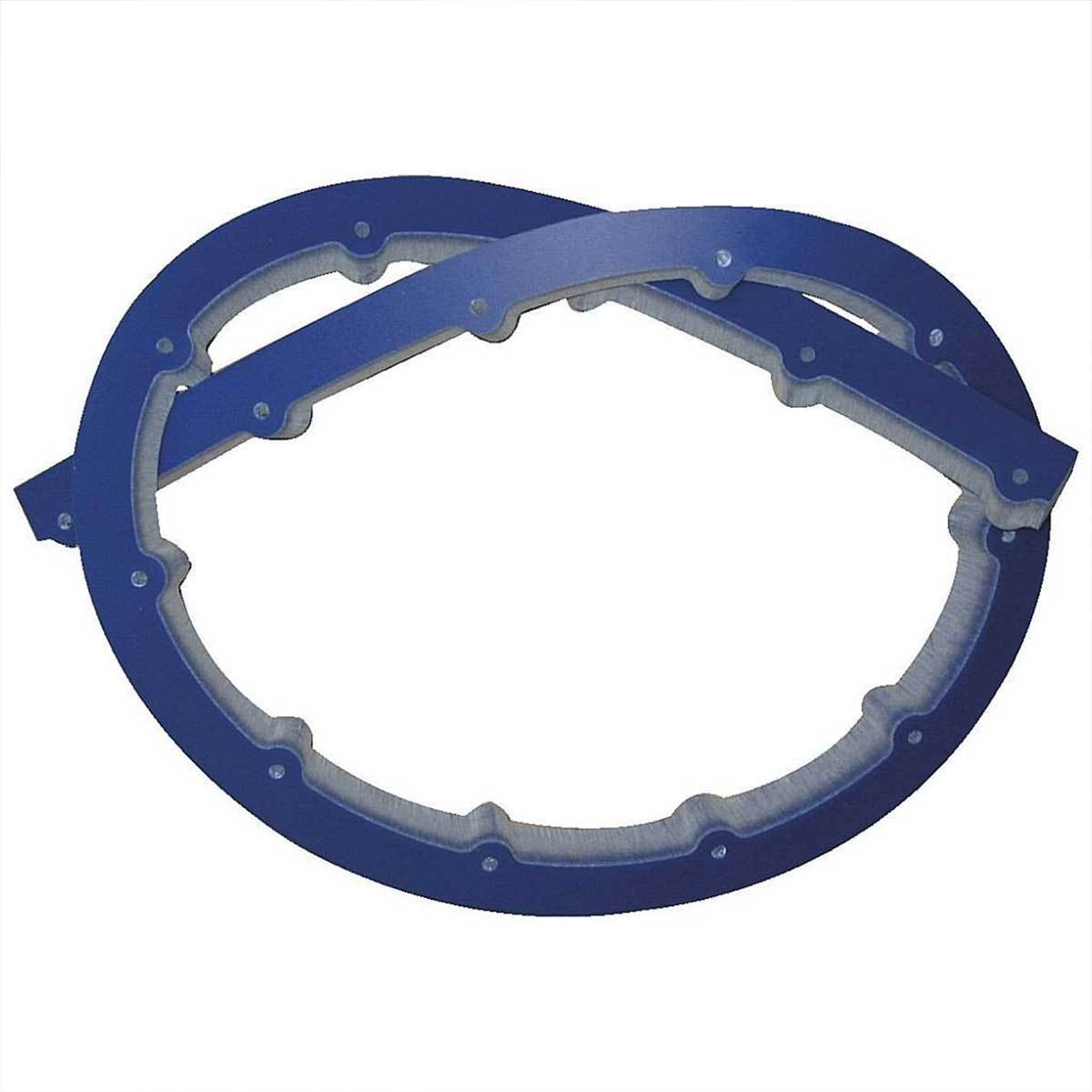 Fisch Tools Kurvenlinfix flexible template for routing fair curves, curled into a pretzel shape to show flexibility.