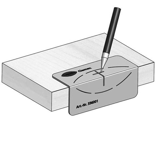 Marking template ensures accurate placement of the access hole which must be drilled.