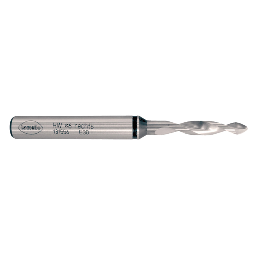 Lamello solid carbide P-System CNC drill bit for mitres. 6mm diameter x 35mm long cutter with 10mm shank. 100mm length.
