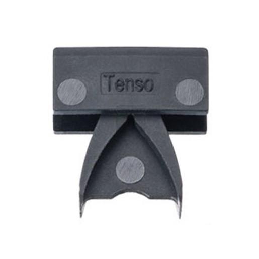 Lamello Tenso P-14 Preload Clips are made of black plastic. The shape slides over the P-14 self-clamping connectors.