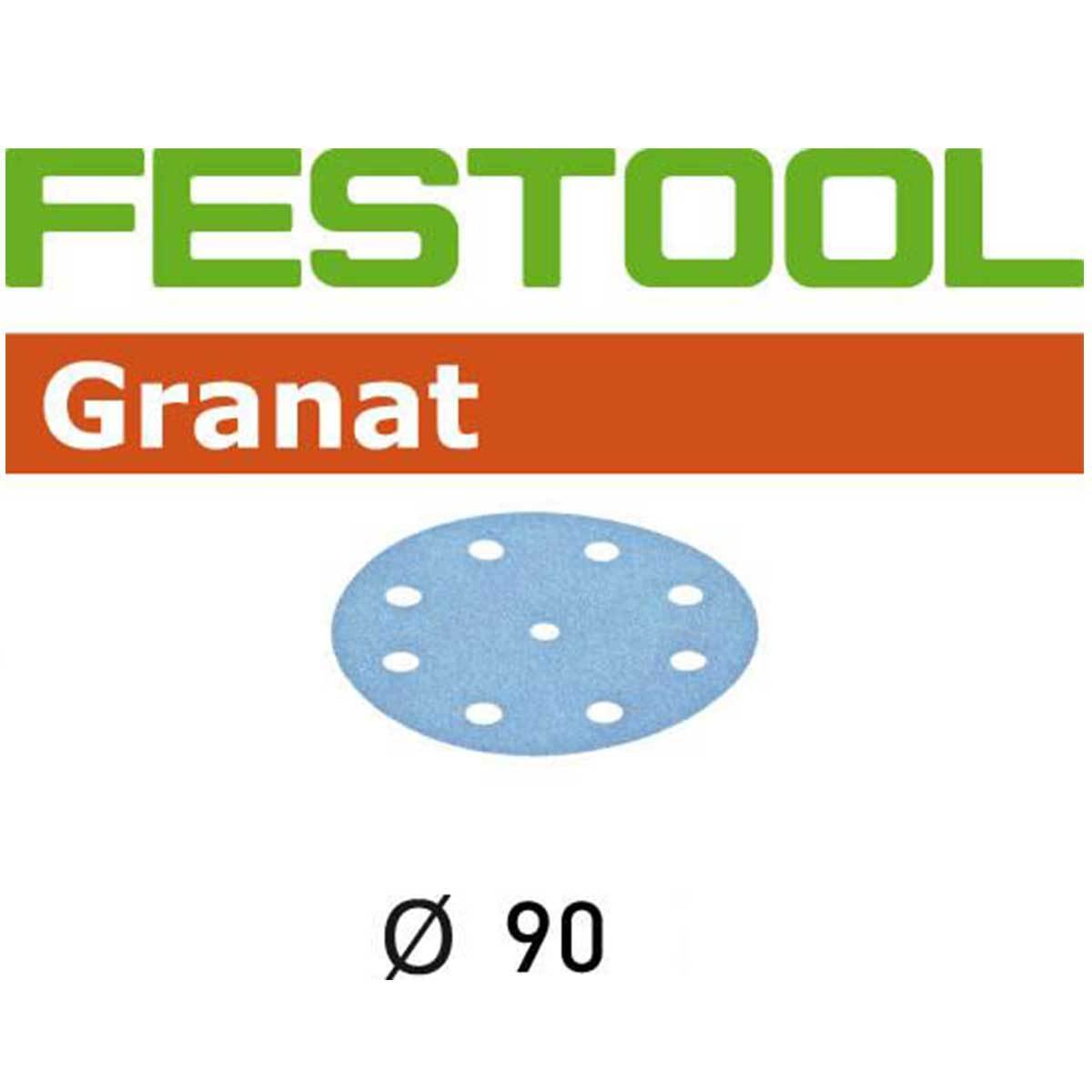 Festool 90mm (3.5") Granat StickFix abrasive disc for RO 90 Rotex multi-mode detail sander.