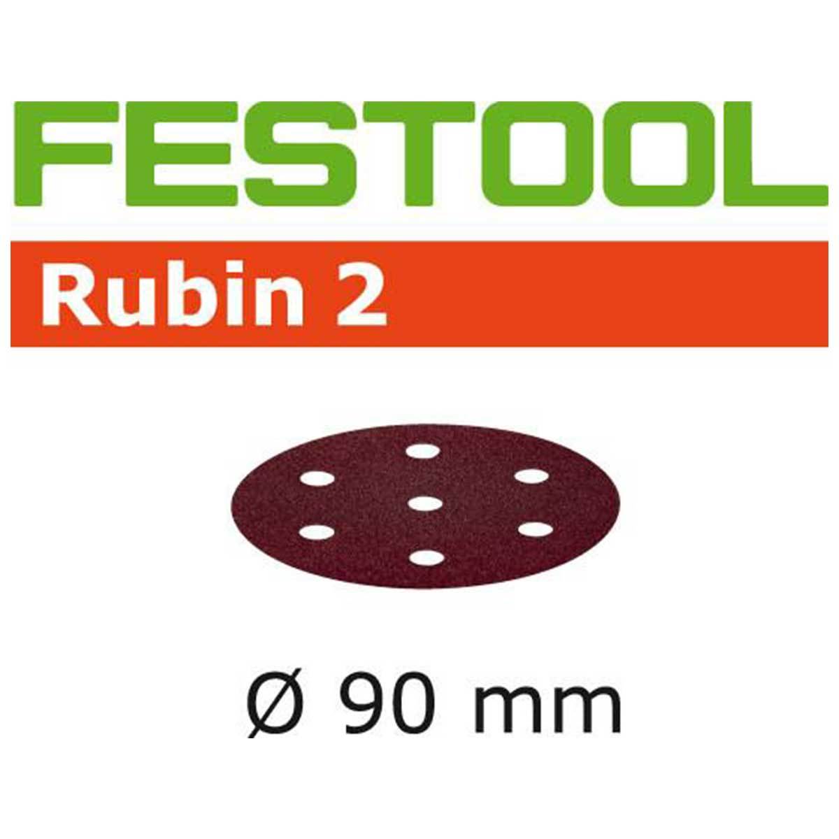 Festool 90mm diameter Rubin 2 StickFix aluminum oxide abrasive disc.