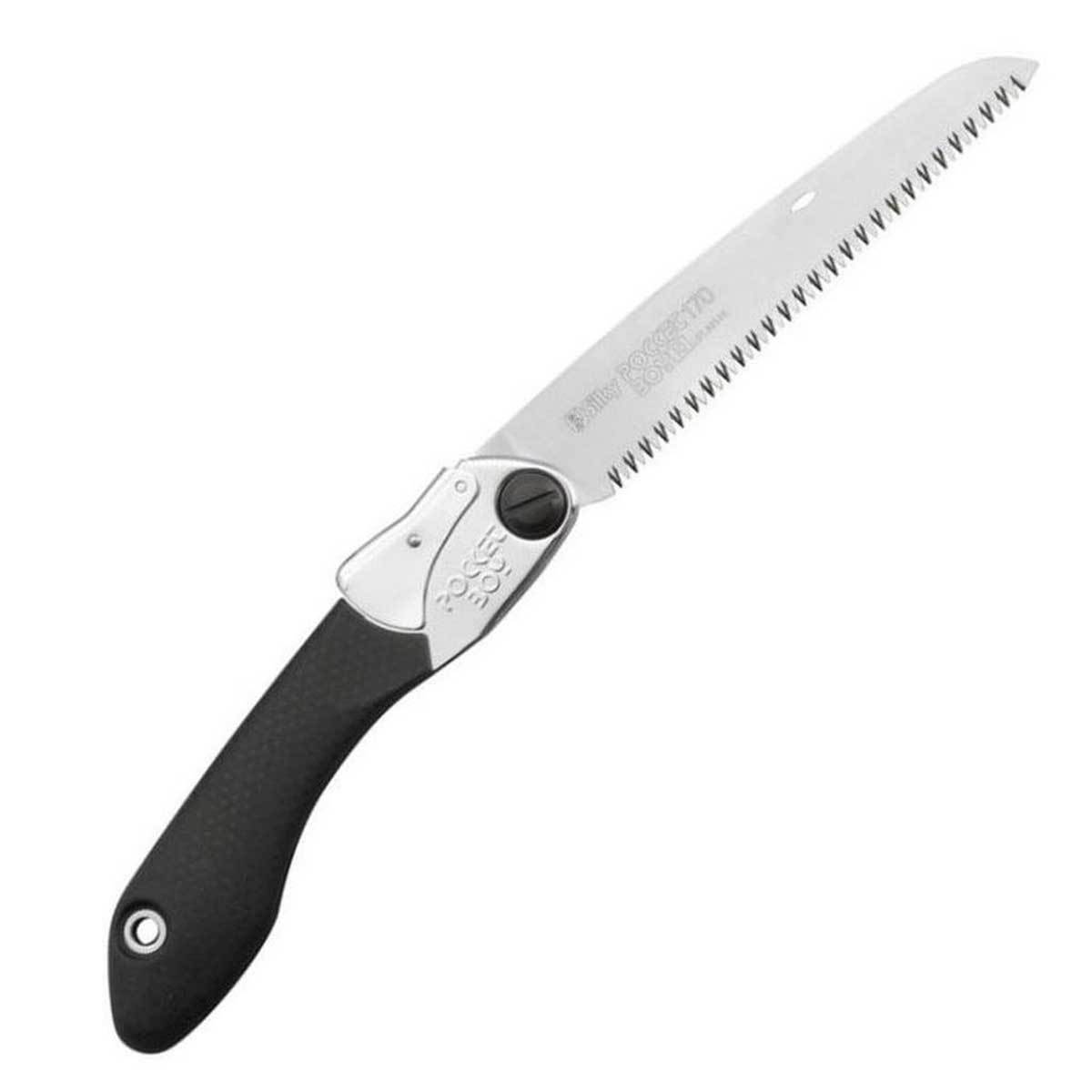 Silky Pocketboy 170 Folding Japanese Saw with black grip and medium taper ground blade for cutting softwood