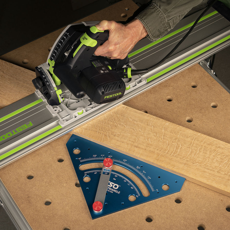 TSO Products MTR-X Precision Multifunction Triangle on MFT to mitre hardwood with track saw