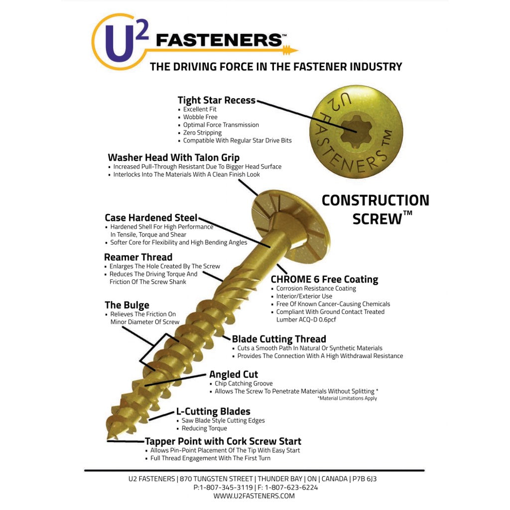 U2 Fasteners #10 Construction Screws S1010*****