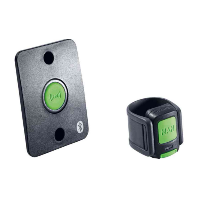 Festool Bluetooth Remote Control with rubber strap for D27 hose and Bluetooth receiver that installs in a CT 26, 36, 48.