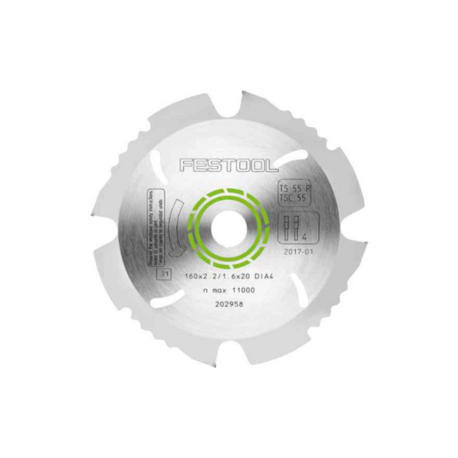 Festool Fibre Cement Diamond Circular Saw Blade 160mm x 4T with 20mm B
