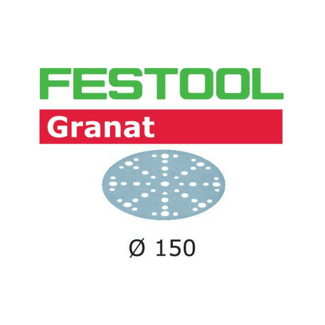 Festool 150mm (6") Granat StickFix abrasive disc for ETS 150, ETS EC 150, RO 150 sanders and D150 hand sanding blocks.