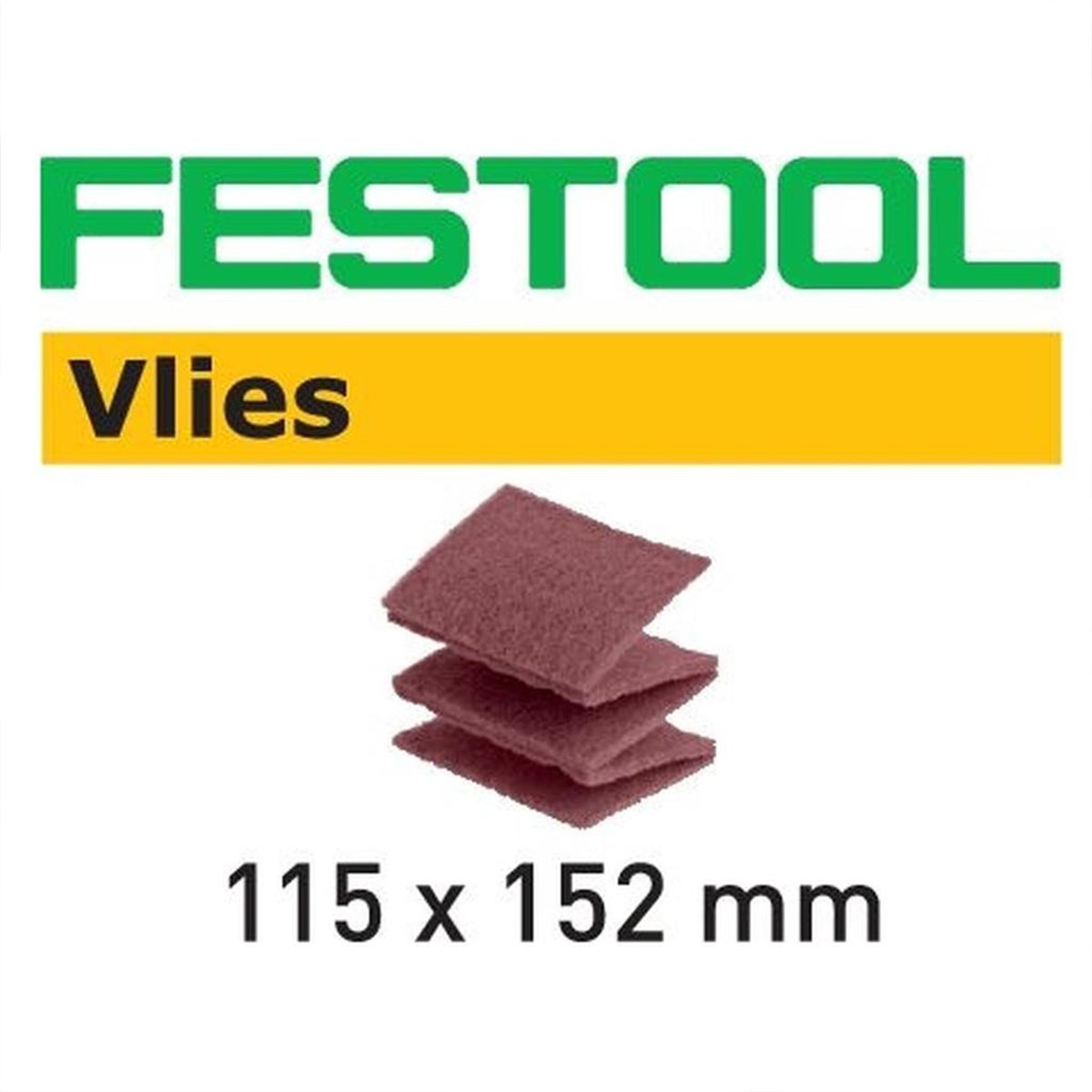 Festool Vlies woven synthetic abrasive pads are 152mm wide and perforated every 115mm for separation.