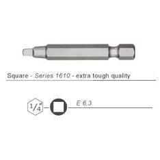 Wekador Square drive screwdriver bit with 1/4" (6.3mm) hex shank. Pro series bits are precisely machined and hardened.