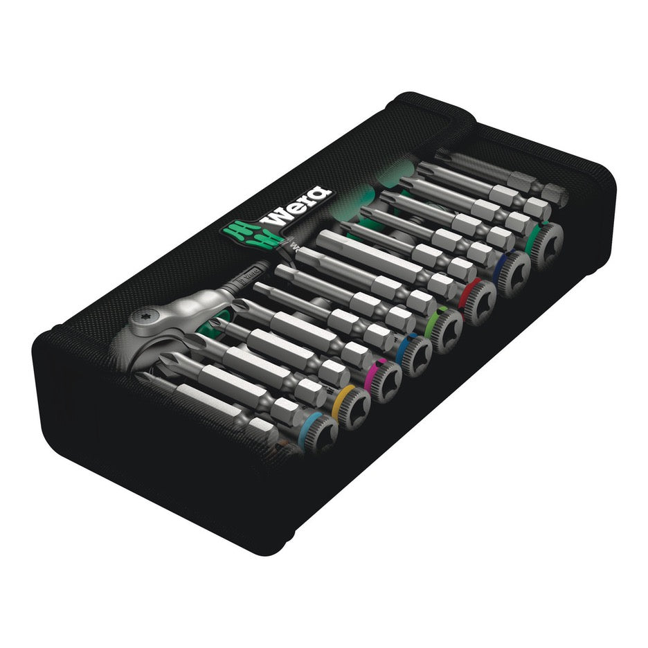 Wera Tools 28-Piece Imperial 1/4 Inch Drive Zyklop Speed Ratchet Set 8100 SA 9 in case.