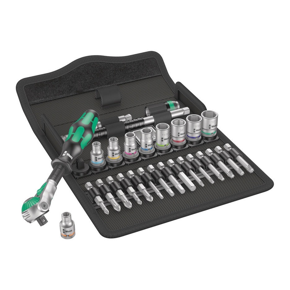 Wera Tools 28-Piece Imperial 1/4 Inch Drive Zyklop Speed Ratchet Set 8100 SA 9