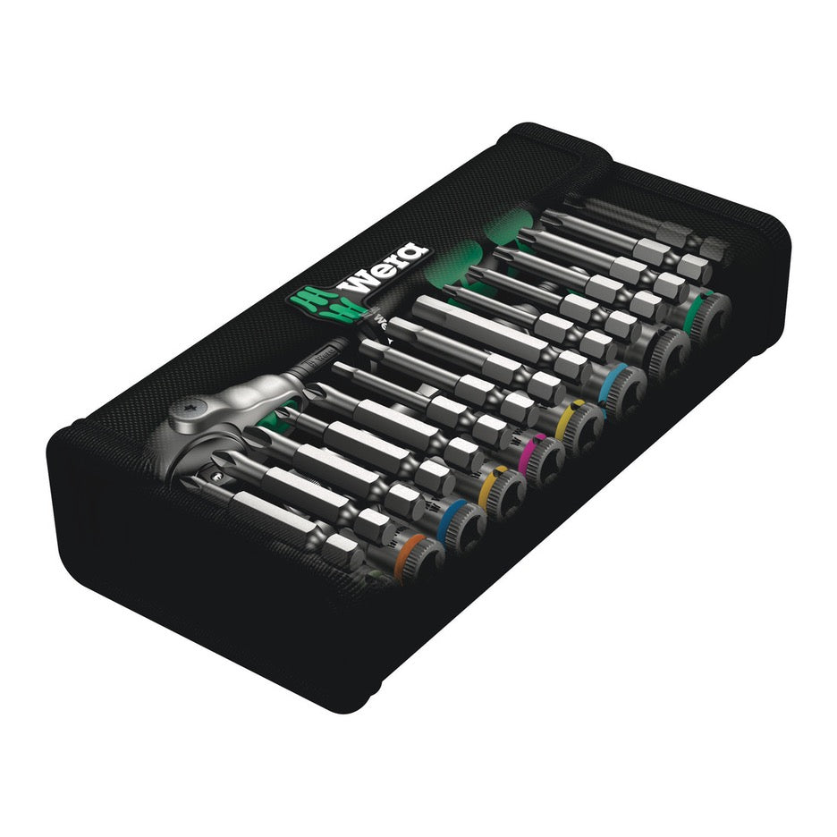 Wera Tools 28-Piece Metric 1/4 Inch Zyklop Speed Ratchet Set 8100 SA 6 in case.