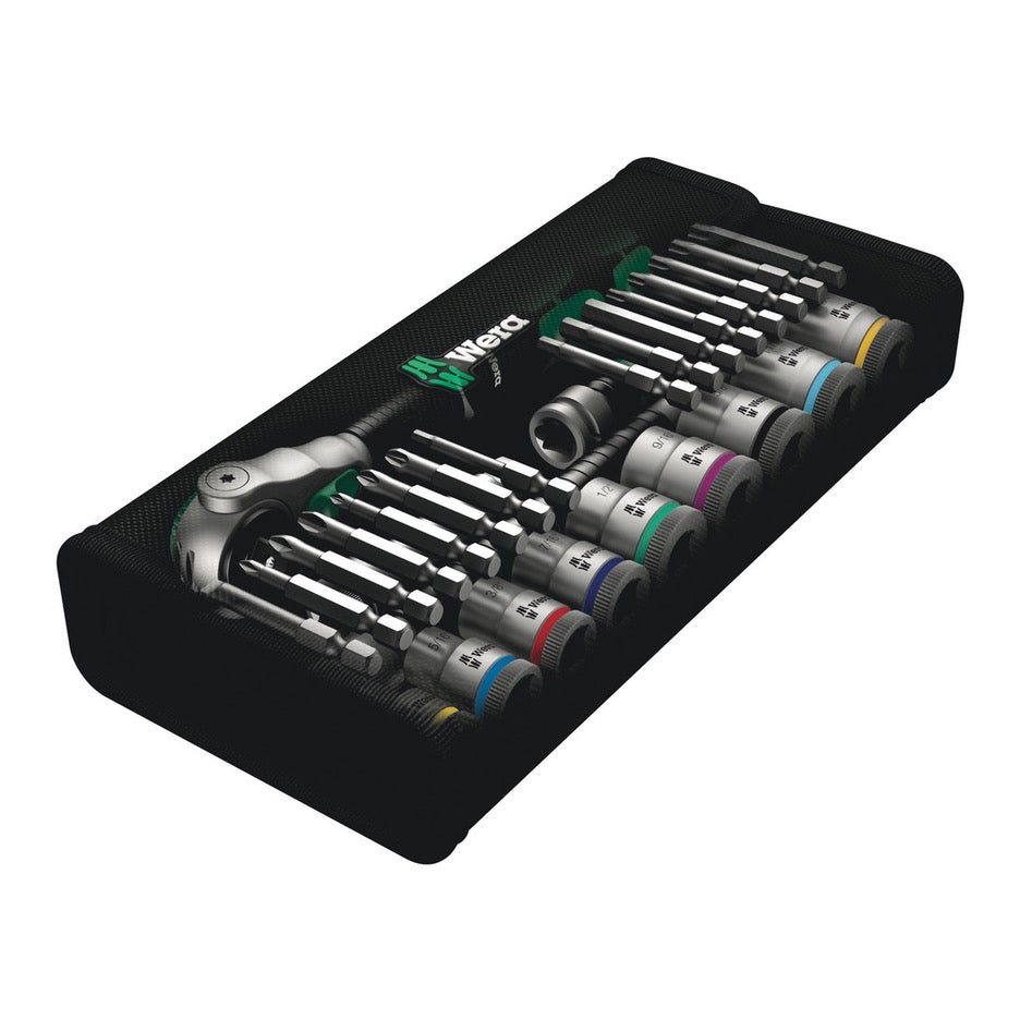 Wera Tools 29-Piece Imperial 3/8 Inch Drive Zyklop Speed Ratchet Set 8100 SB 9 in case