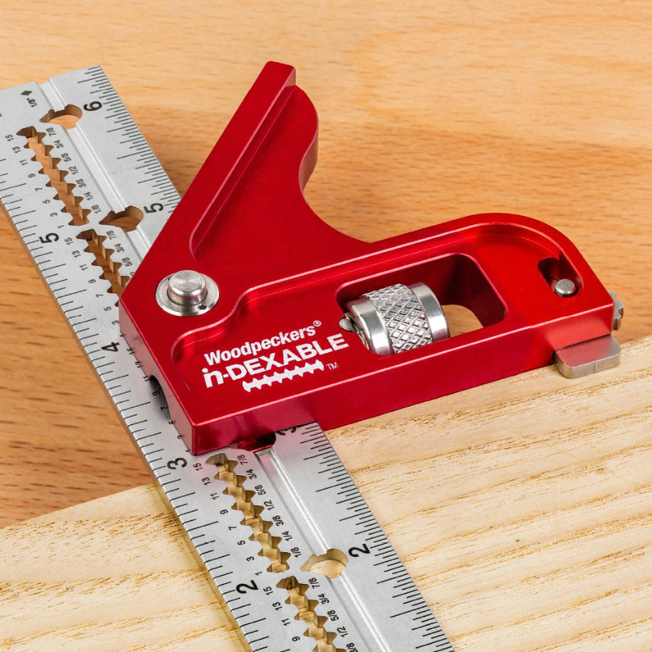 Woodpeckers Mini In-Dexable Combo Square with sliding support pin