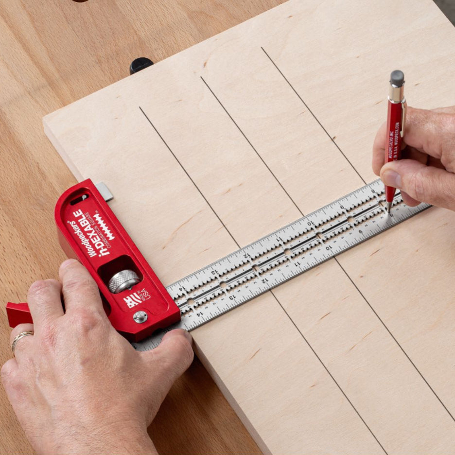 Notches every 1/16" allow quick and accurate layout of parallel lines.