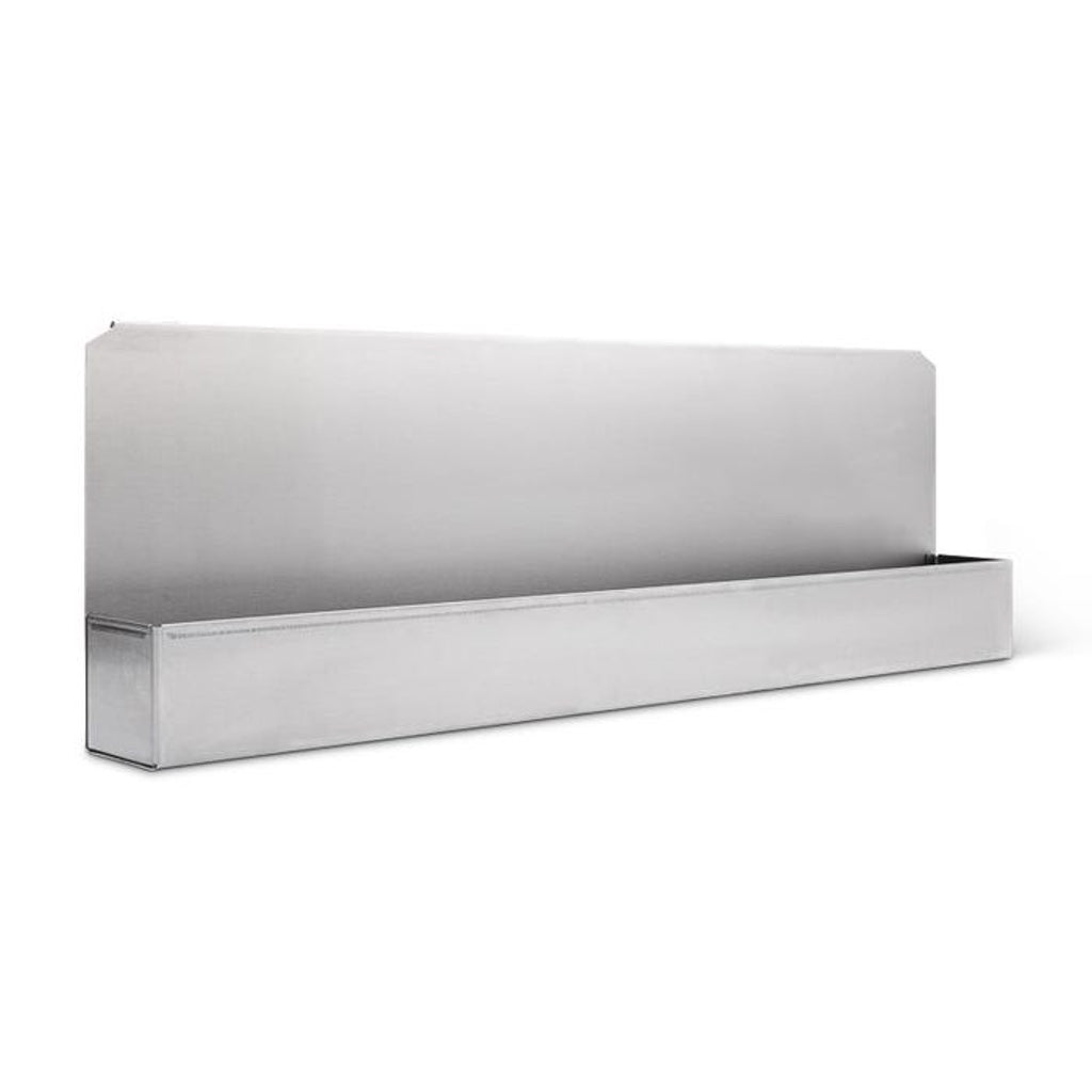 Front view of the Yoder Smokers Grease Tray for YS640 pellet grills. Made of formed stainless steel sheet.