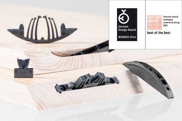 Lamello Tenso P-14 Self-Locking Connectors installed in solid wood with Preload Clip