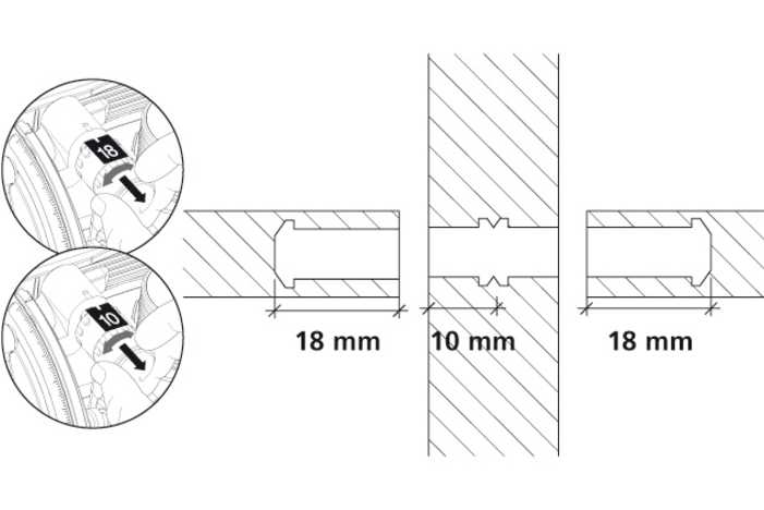 Installation instructions with dimensions for Lamello Tenso P-14 Connectors