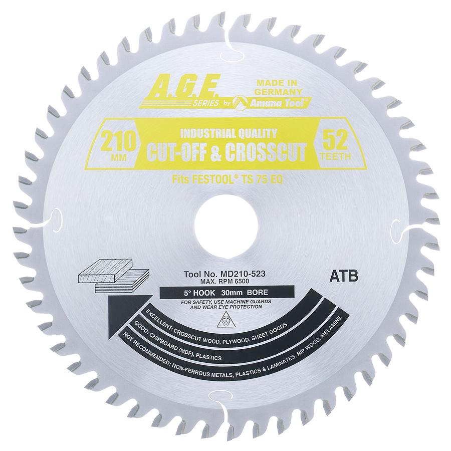 Amana Fine Circular Saw Blade 210mm x 52T ATB with 30mm Bore MD210-523