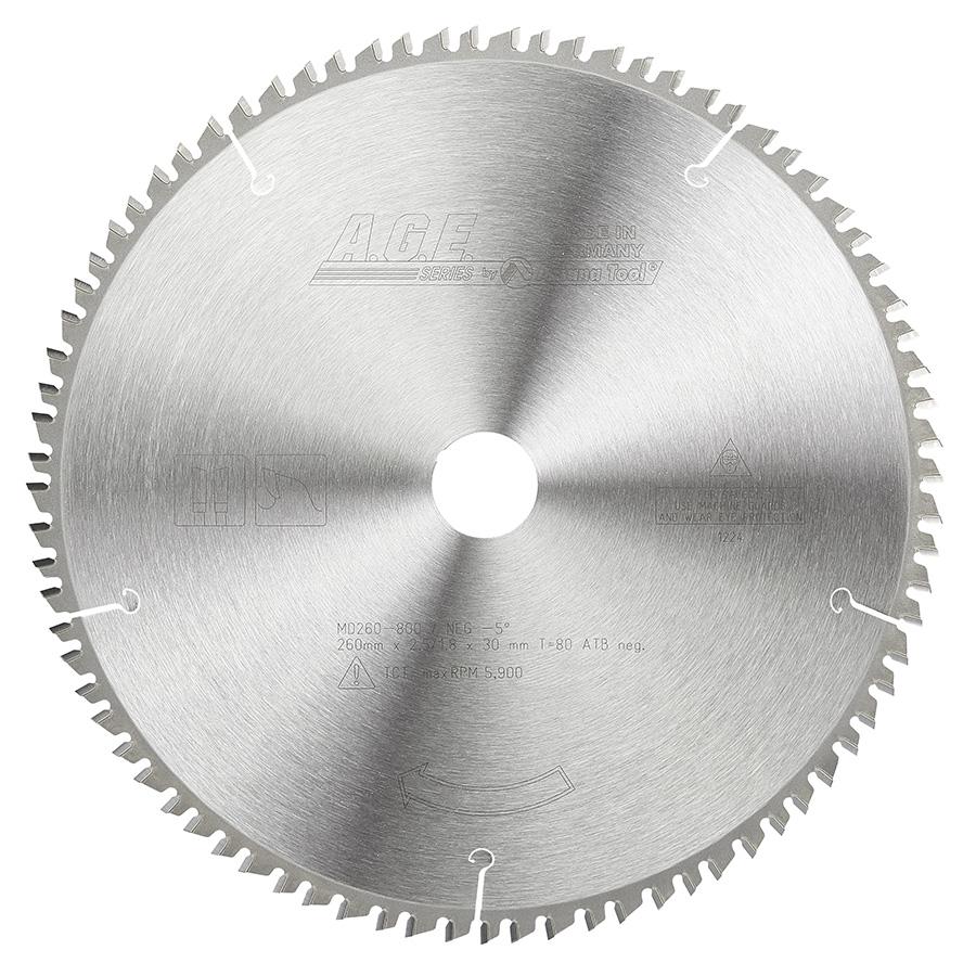 Amana Wood and Soft Plastic Circular Saw Blade 260mm x 80T TCG with 30mm Bore MD260-800