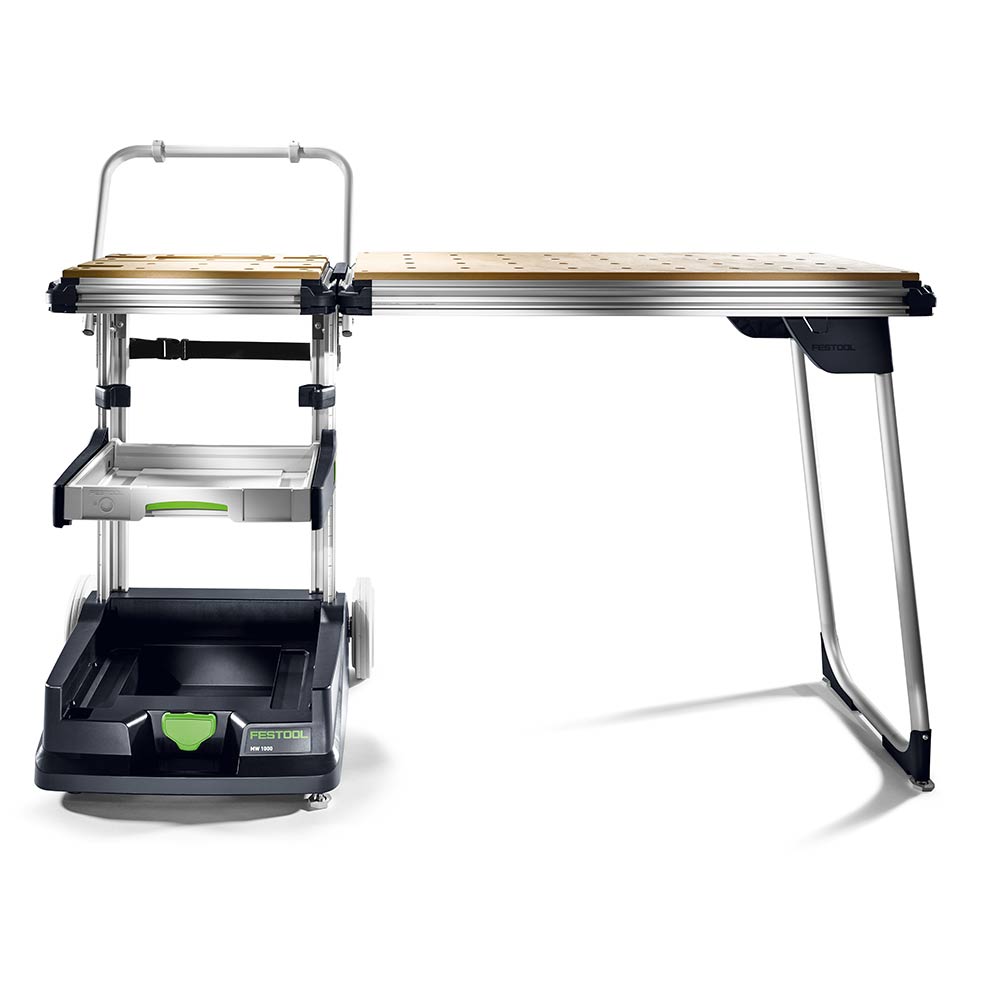 The MW-1000, with extension table, provides a large and versatile work surface at a comfortable working height.
