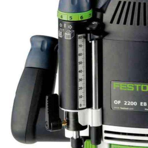 Metric depth scale attached to a Festool plunge router.
